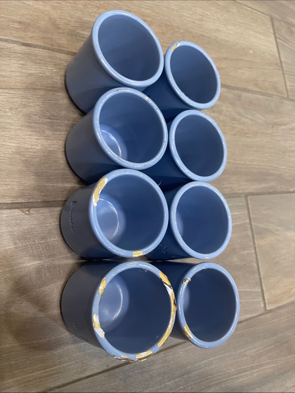 Set of 8 Blue ceramic cups La Fermière - Picture 3 of 4
